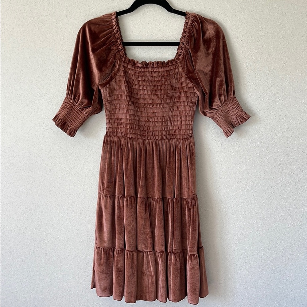 Baltic Born Bliss Smocked Velvet Short Dress NWOT